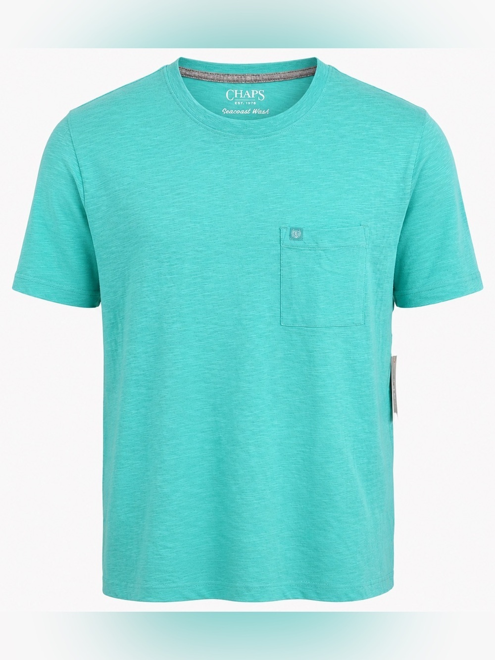 Chaps Men’s Pocket T Shirt Medium Pool Blue Slub Knit Short Sleeve NWT